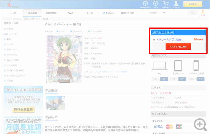 映像配信サービス（単品動画・月額見放題）のご購入